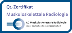 Zertifizierungssiegel der AG Muskuloskelettale Radiologie Q1 Zertifikat